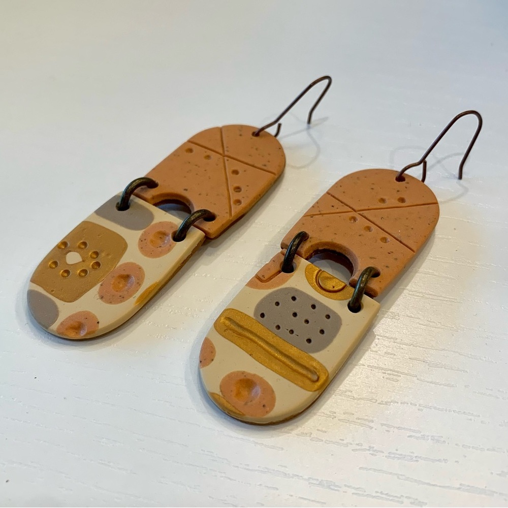 Retro Mod Pattern Handcrafted Earrings | Charleston Clay Jewelry Originals